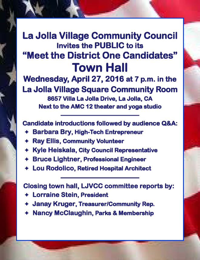 San Diego City Council Meet the District One Candidates Town Hall